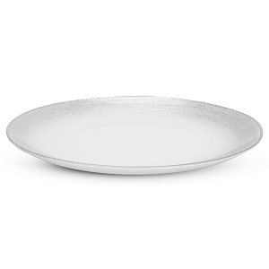 Тарелка десертная 21см GLASSCOM белая с серебром стекло 000000000001219710