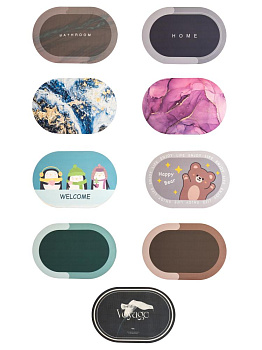 Коврик для ванной 60х40см овальный с принтом в ассортименте силикон 000000000001229197