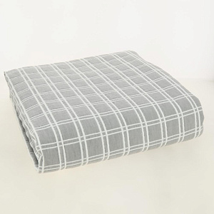 Покрывало 185x220см DE'NASTIA клетка серое жаккард 55% хлопок 45% полиэстер 000000000001207624