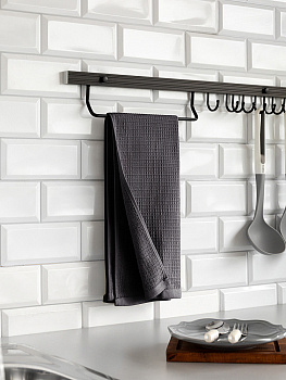 Полотенце кухонное DeNASTIA вафля/махра 470gsm 35x75, хлопок, графит D100415 000000000001227645