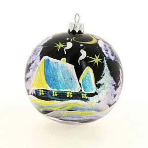 Декоративное украшение 10см Шар 5 БИРЮСИНКА Ночь стекло 000000000001095109