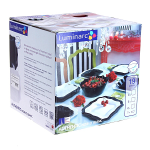 Столовый набор Authentic Black and White Luminarc, 19 предметов 000000000001061008