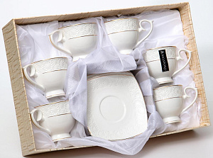 Набор кофейный фарфор 12шт (6 чашек 130мл + 6 блюдец) подарочная упаковка Нежность Balsford 179-01005 000000000001200576