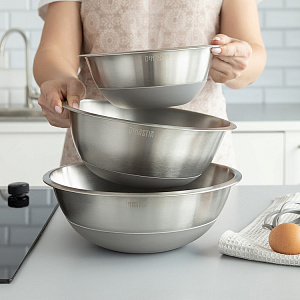 Миска для смешивания продуктов 22см 1,9л DE'NASTIA силиконовое дно серый нержавеющая сталь 000000000001222309