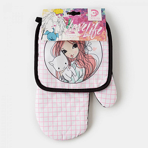 Набор кухонный Этель Love Life Лея (прихватка 17х17 см + рукавица 26х16см) 100%пэ 4437256 000000000001200832