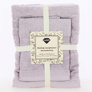 Набор полотенец подарочных 2шт 70x130см/50x90см LUCKY Розы лиловых 30%хлопок 70%бамбук 000000000001208961
