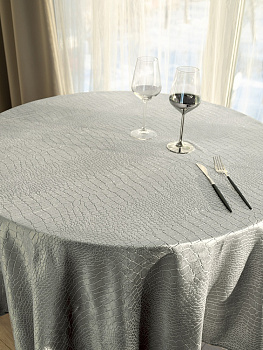 Скатерть D170см LUCKY Бархат серый полиэстер 000000000001221324