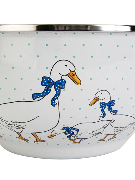 Набор мисок с крышками 3шт (1,2л 16см/2,8л 22см/4,5л 26см) Гуси эмаль 000000000001230490