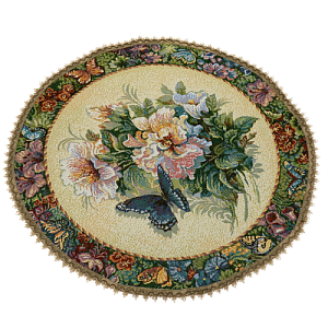 Салфетка декоративная D=55см из гобелена с тесьмой с МВГО в ассортименте 100% полиэстер 000000000001192523