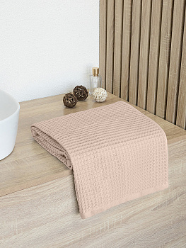 Полотенце вафельное 50x90см DE'NASTIA для бани/сауны 300гр бежевый хлопок 000000000001228562