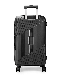 Чемодан на колесах M (42х26х65см) полосы черный PP 000000000001226553