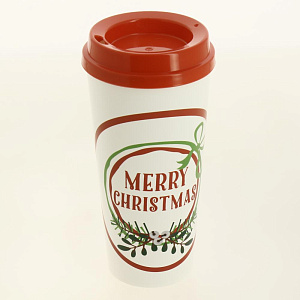 Стакан для горячих напитков 600мл FACKELMANN с крышкой микс Рождество полипропилен 000000000001207004