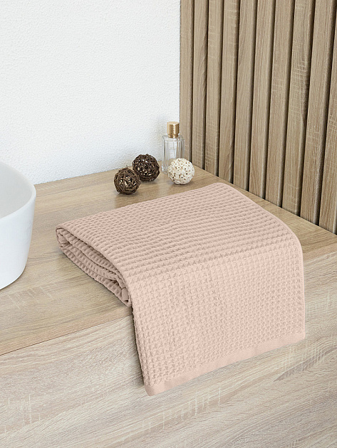 Полотенце вафельное 50x90см DE'NASTIA для бани/сауны 300гр бежевый хлопок 000000000001228562