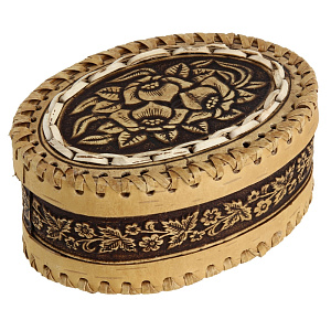 Овальная шкатулка Сибирский Сувенир, 13х10х7 см, береста 000000000001146574