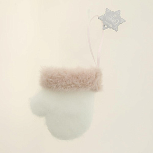 Декоративное украшение Варежка 9см DARLENS с узором белый 000000000001209891