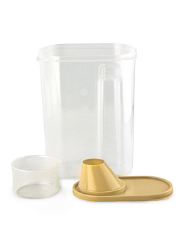 Контейнер 2,5л для сыпучих продуктов/для кормов с дозатором бежевый полипропилен 000000000001227842