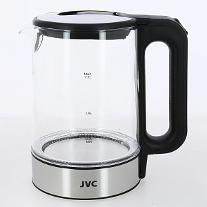 Чайник электрический 1,7л 2200Вт JVC светодиодная подсветка фильтр от накипи защита от включения без воды автоотключение вращение на 360°C стекло 000000000001214153