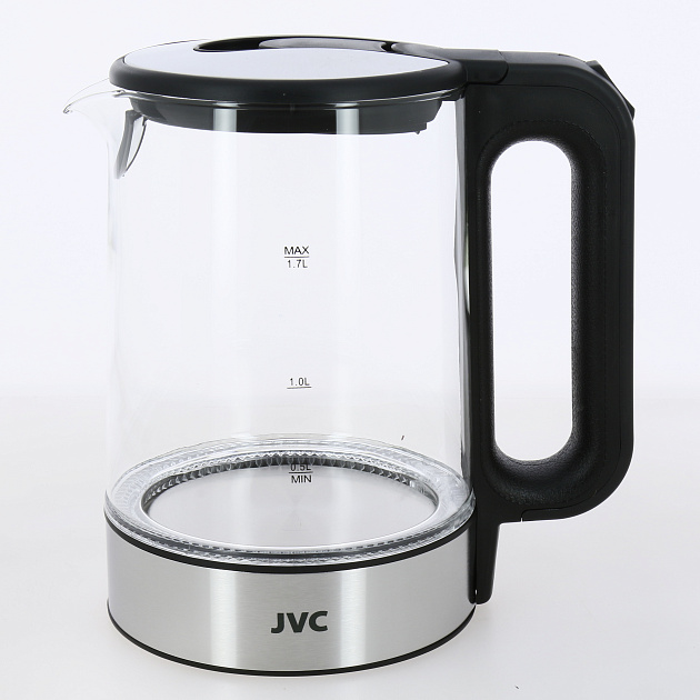 Чайник электрический 1,7л 2200Вт JVC светодиодная подсветка фильтр от накипи защита от включения без воды автоотключение вращение на 360°C стекло 000000000001214153