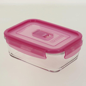 Контейнер стеклянный прямоугольный с розовой крышкой 820мл PURE BOX ACTI 000000000001182549