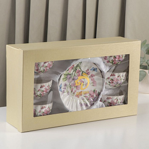 Набор чайный 12 предметов (чашка 180мл-6шт/блюдце-6шт) ДОЛЯНА Колокольчики керамика 000000000001210614