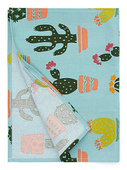 Полотенце кухонное DeNASTIA  КоллекцияКактусы40x60Хл70%/ПЭ30% голубой/зелёный D000200 000000000001202896