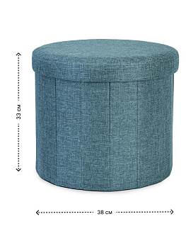 Пуфик складной 38х33см круглый голубой велюр 000000000001226424