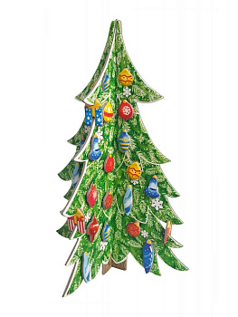 Новогодний набор для творчества Елочка со снежинками (заготовка елки из картона, елочные игрушки из картона, лента, скотч) 13х20х0,9 000000000001191295