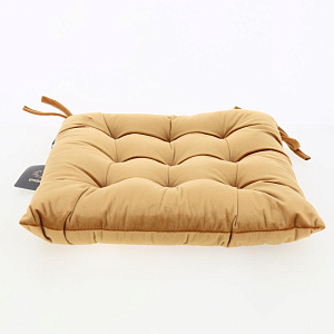 Подушка на стул 40х40см DE'NASTIA охра велюр полиэстер 000000000001209649