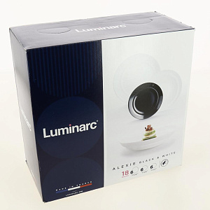 ALEXIE BLACK & WHITE Набор столовой посуды 18 предметов LUMINARC опал 000000000001207945