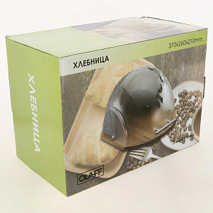 Хлебница 370х260х210мм  бамбук основа  крышка полистирол бежевая ручка нержав.сталь  подарочная упаковка 184-18008 000000000001205521