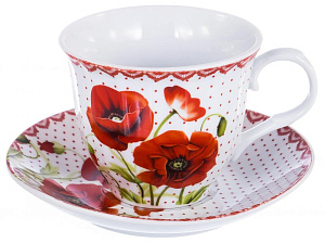 Пара чайная 220мл/блюдце OLAFF Мак в горах Флора подарочная упаковка фарфор 000000000001197812