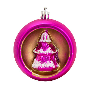 Декоративное украшение Набор 4шт 9см Елка в шаре серия Неоновая микс пластик 000000000001224125