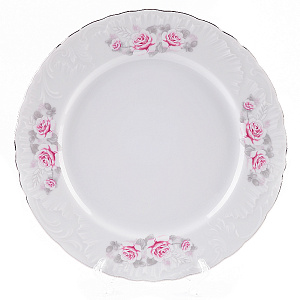 Блюдо круглое 29см CMIELOW Рококо Бледная роза отводка платиной фарфор 000000000001214850