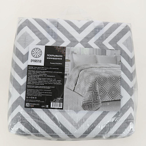 Покрывало 185x220см DE'NASTIA ромб большой светло-серое жаккард 55% хлопок 45% полиэстер 000000000001203207