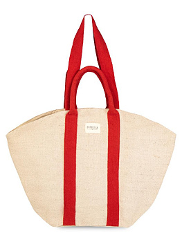 Сумка 40х58х27 DE'NASTIA Patyka Bag красная ручка хлопок/джут 000000000001225559