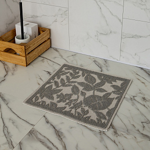 Коврик универсальный 50x60см DE'NASTIA цветы/листья серый хлопок 100% 000000000001219486