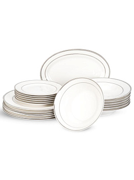 Набор столовой посуды 20 предметов ANGELICA (десертная 19см-6шт/обеденная 27см-6шт/суповая 23см-6шт/блюдо овальное 30см-1шт/салатник 20см-1шт) фарфор 000000000001223871