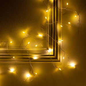 Гирлянда-Мишура 5м 100LED LUAZON LIGHTING IP20 2 режима 3хAA РОСА серебристая нить свечение тёплое белое 000000000001207999