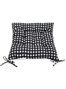 Подушка на стул 40x40см Клетка мелкая черный полиэстер 000000000001228079