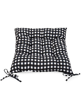 Подушка на стул 40x40см Клетка мелкая черный полиэстер 000000000001228079