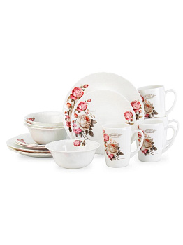 Набор столовой посуды 16 предметов FARFORELLE Rose стеклокераика 000000000001228256