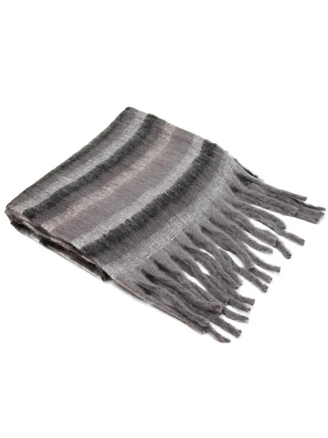 Шарф 40х200см теплый полосы серый полиэстер 000000000001229237