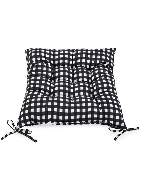 Подушка на стул 40x40см Клетка мелкая черный полиэстер 000000000001228079