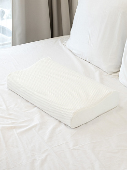 Подушка анатомическая 60x35x10/8см DE'NASTIA мемори с валиком белый пенополиуретан 000000000001220161