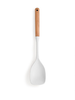 Ложка кулинарная 33x6x4,5см DE'NASTIA Силвуд деревянная ручка светло-серый силикон/бук 000000000001227996