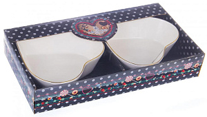 Набор 2 фигурных салатника 16см подарочная упаковка с окном и бантом СЕРДЦЕ Balsford 101-01049 000000000001193972