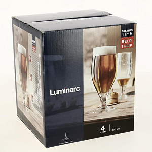 ВРЕМЯ ДЕГУСТАЦИЙ Набор бокалов для пива 4шт 620мл LUMINARC Пивной тюльпан стекло 000000000001201057