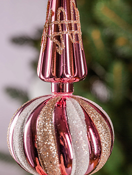 Новогоднее украшение 1шт 33см Верхушка розовый пластик 000000000001209027