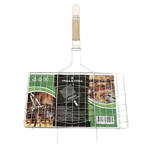 Решетка для стейка Grill&Chill 55(+4)х34х21х3см трёхсекционная с деревянной ручкой толщины проволоки 3,2х2х1,4мм Вес +/-400гр 3-24B 000000000001204152