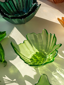 Ваза-конфетница 14см EFE GLASS Цветок прозрачный зеленый стекло 000000000001213532